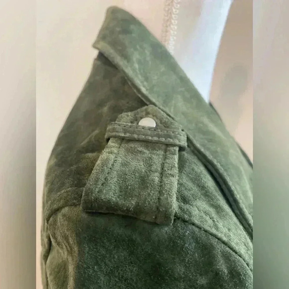 BlankNYC Suede Olive Green Moto Jacket Size Small - Picture 5 of 16